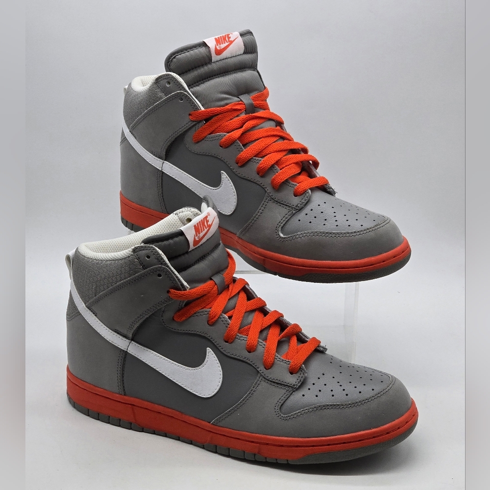 Nike Dunk High Light Charcoal Team Orange Mens 10 Athletic Shoes 317982-012